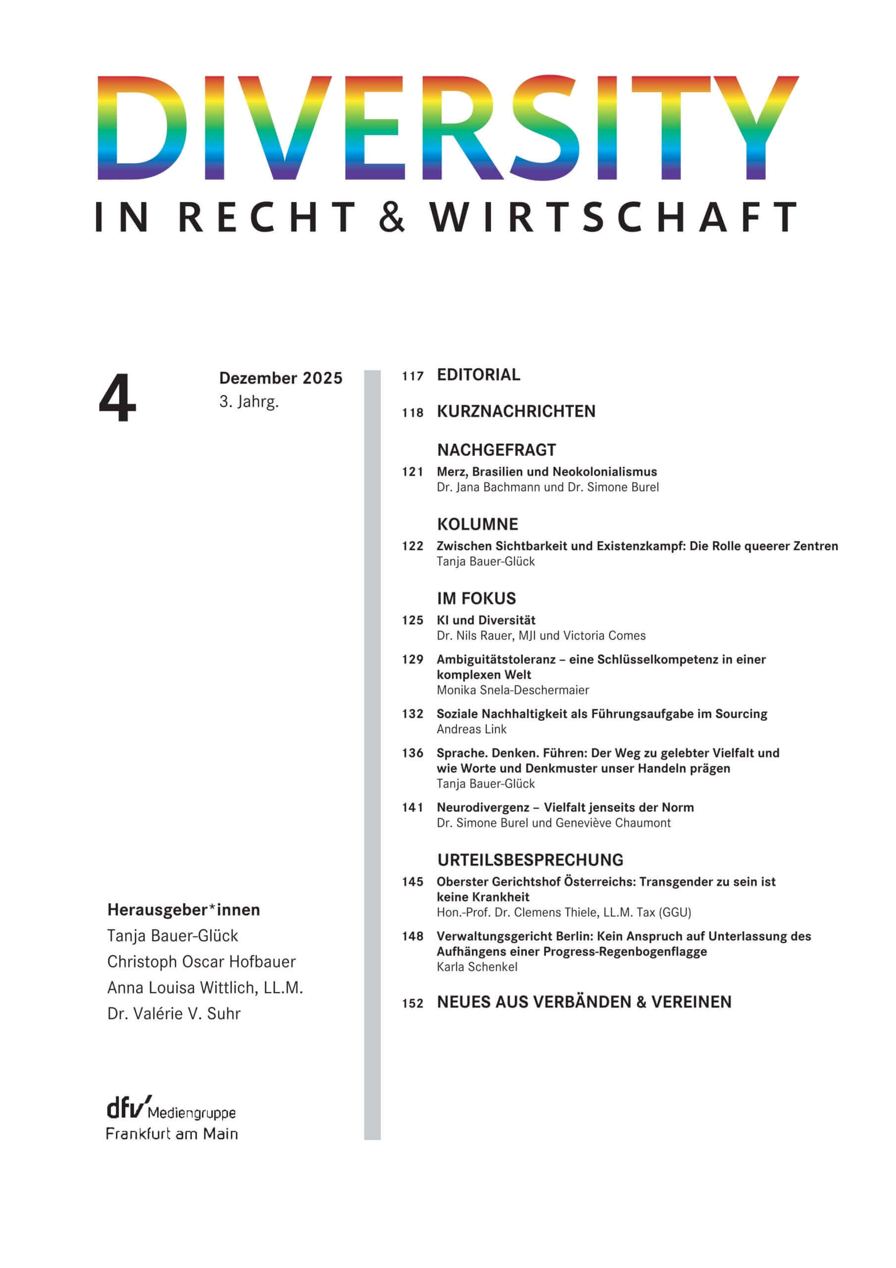 Cover Diversity in Recht und Wirtschaft Ausgabe 4/25